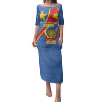 Personalised DR Congo Family Matching Puletasi and Hawaiian Shirt Coat Of Arms African Pattern