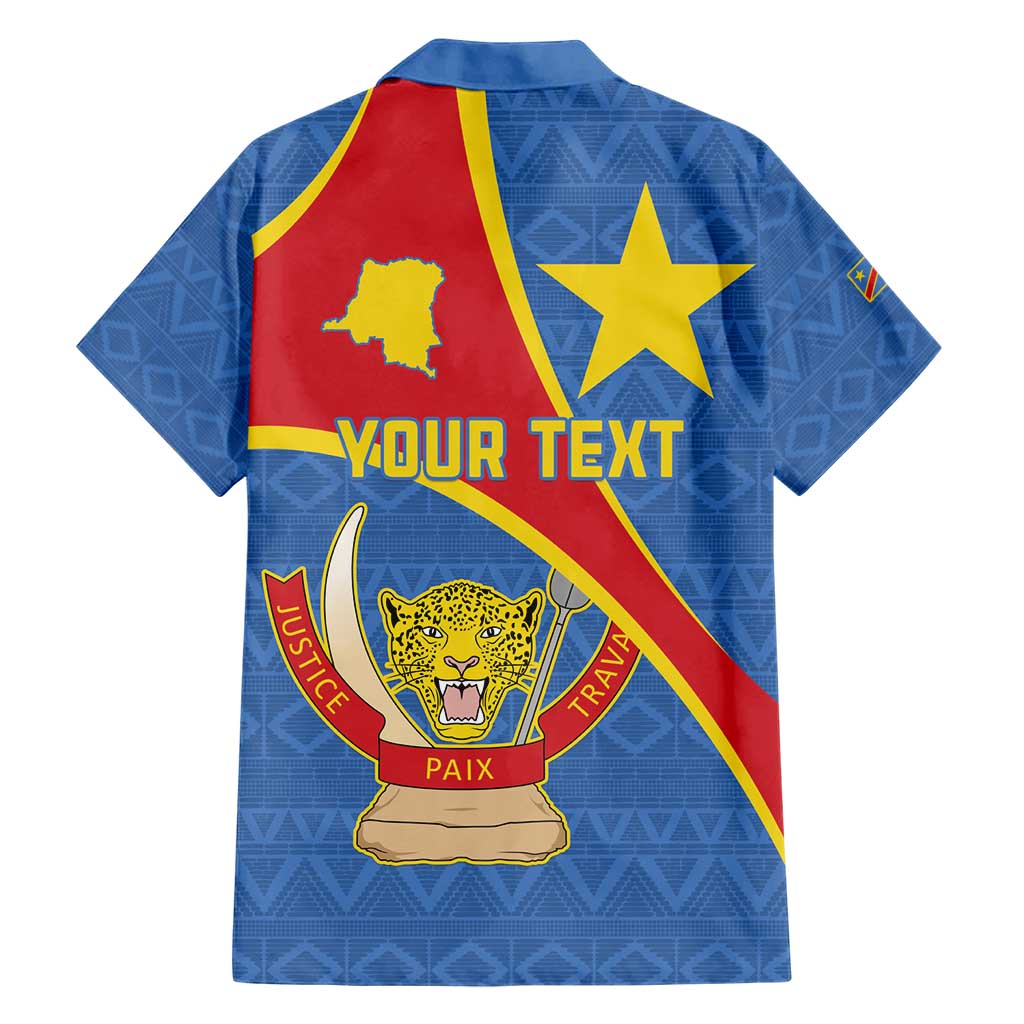 Personalised DR Congo Family Matching Short Sleeve Bodycon Dress and Hawaiian Shirt Coat Of Arms African Pattern