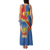 Personalised DR Congo Family Matching Tank Maxi Dress and Hawaiian Shirt Coat Of Arms African Pattern