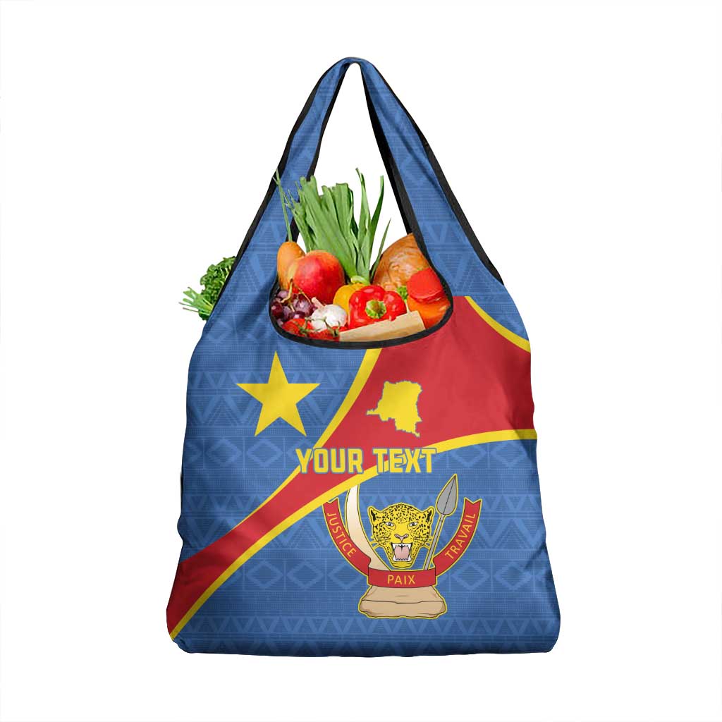 Personalised DR Congo Grocery Bag Coat Of Arms African Pattern