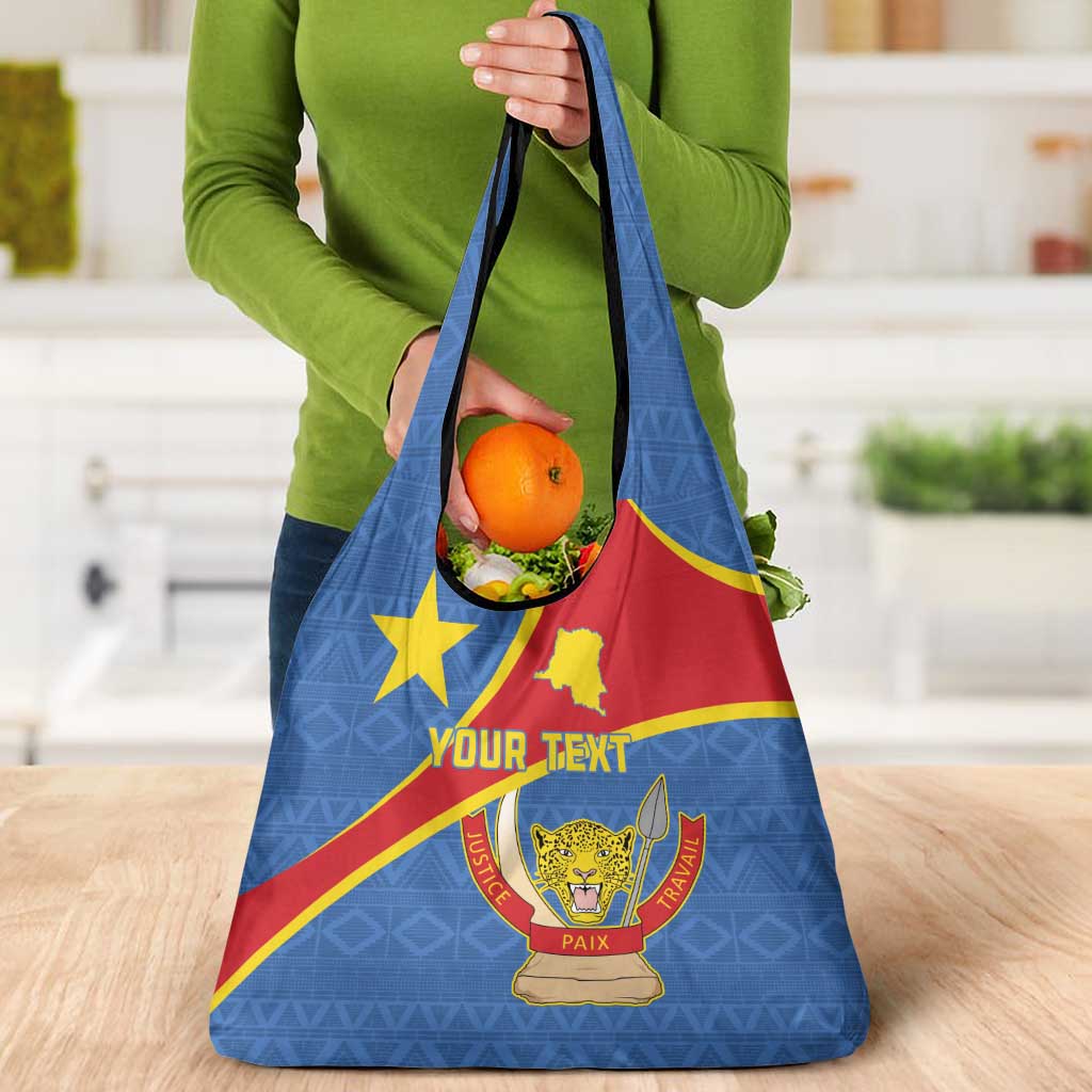 Personalised DR Congo Grocery Bag Coat Of Arms African Pattern