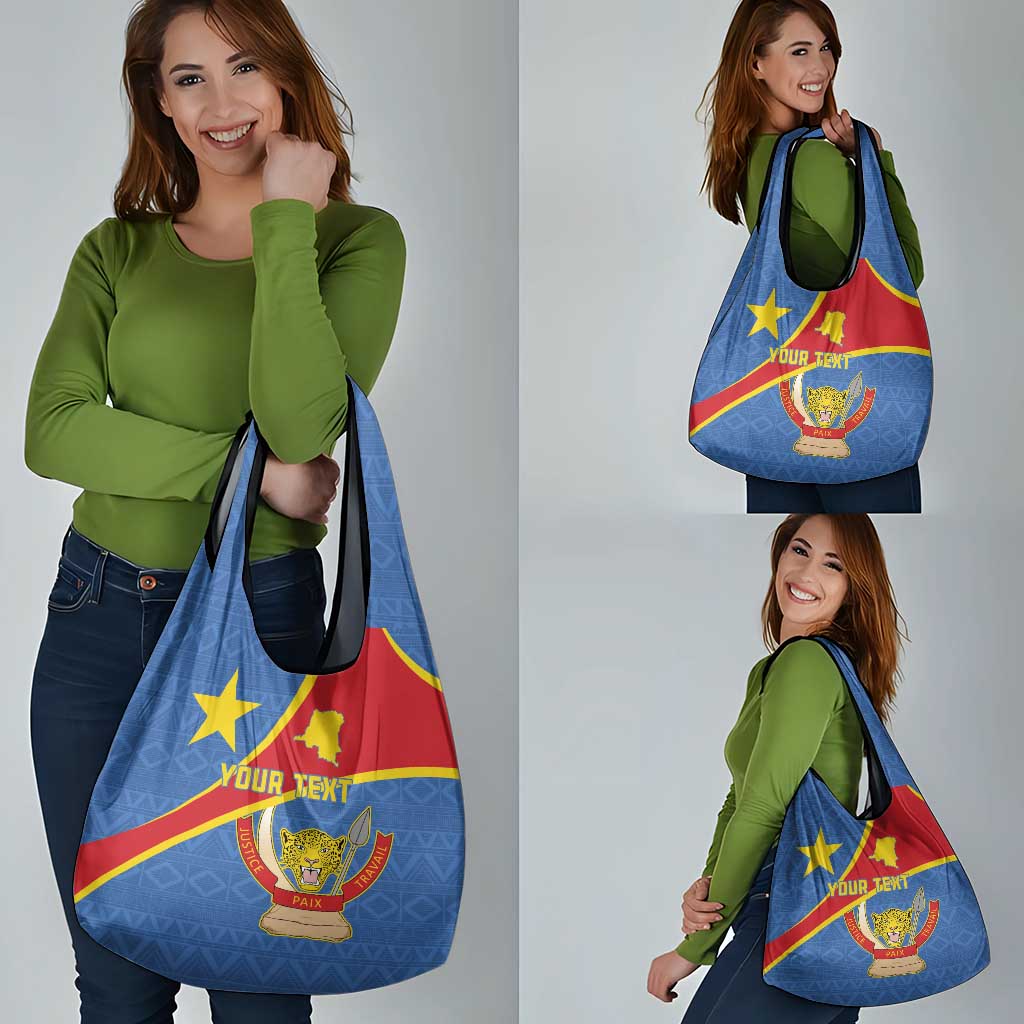 Personalised DR Congo Grocery Bag Coat Of Arms African Pattern