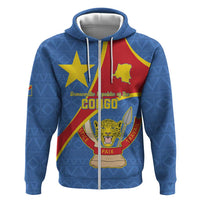 Personalised DR Congo Hoodie Coat Of Arms African Pattern