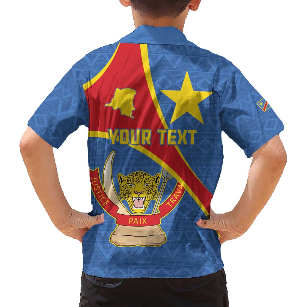 Personalised DR Congo Kid Hawaiian Shirt Coat Of Arms African Pattern