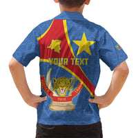 Personalised DR Congo Kid Hawaiian Shirt Coat Of Arms African Pattern