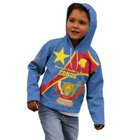 Personalised DR Congo Kid Hoodie Coat Of Arms African Pattern
