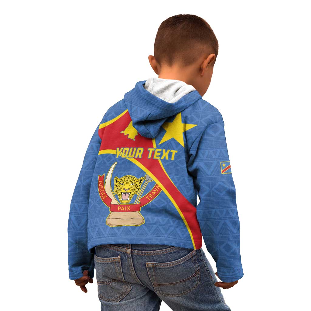 Personalised DR Congo Kid Hoodie Coat Of Arms African Pattern