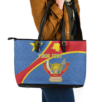 Personalised DR Congo Leather Tote Bag Coat Of Arms African Pattern