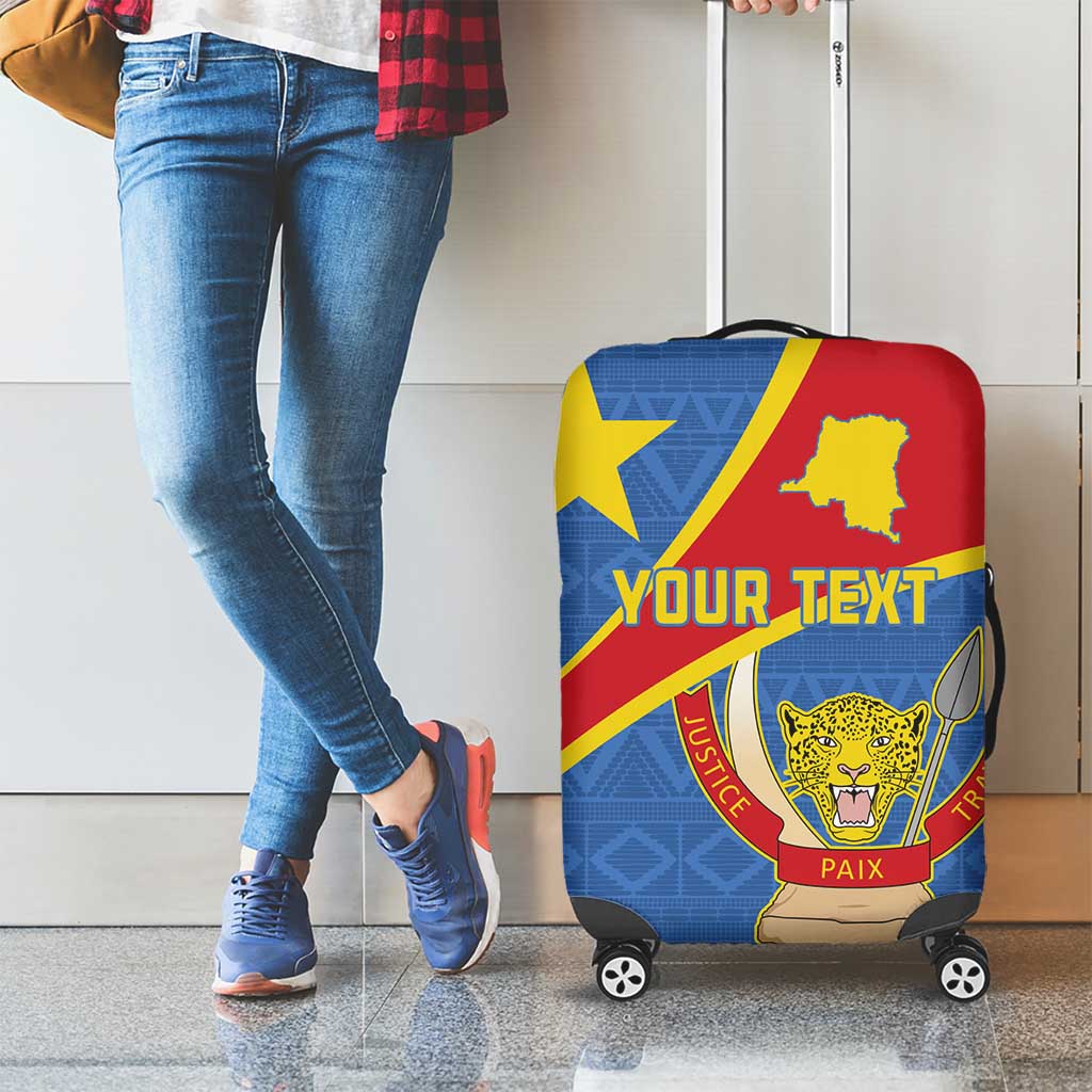 Personalised DR Congo Luggage Cover Coat Of Arms African Pattern