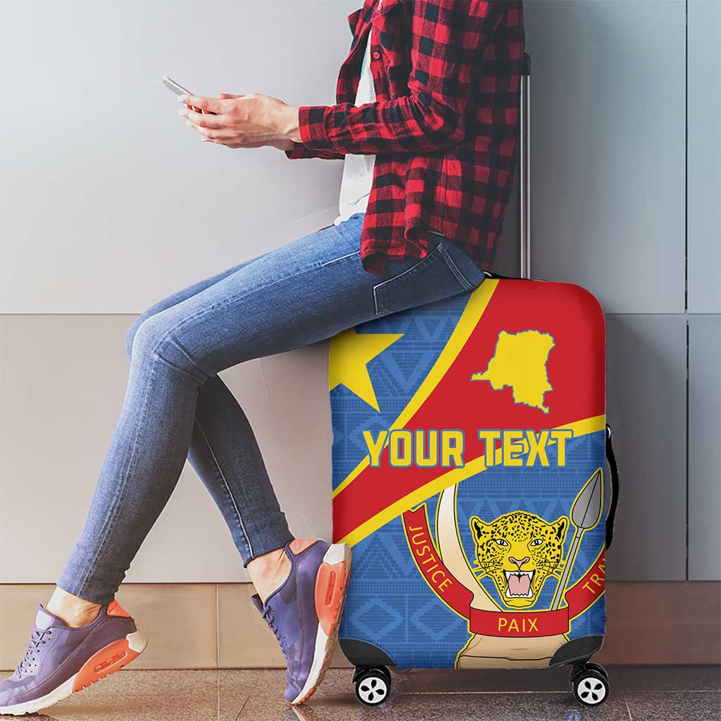Personalised DR Congo Luggage Cover Coat Of Arms African Pattern