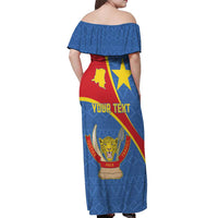Personalised DR Congo Off Shoulder Maxi Dress Coat Of Arms African Pattern