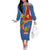 Personalised DR Congo Off The Shoulder Long Sleeve Dress Coat Of Arms African Pattern