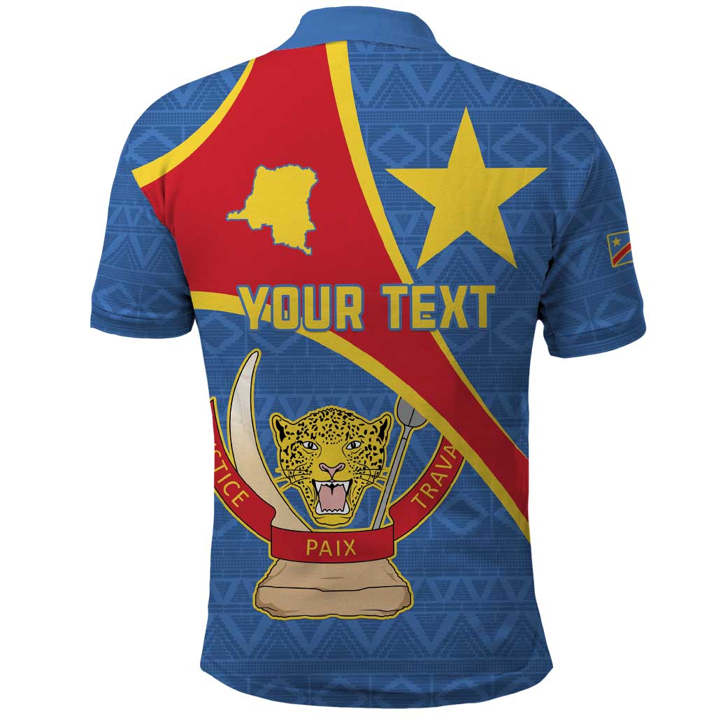 Personalised DR Congo Polo Shirt Coat Of Arms African Pattern