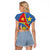 Personalised DR Congo Raglan Cropped T Shirt Coat Of Arms African Pattern