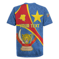Personalised DR Congo Rugby Jersey Coat Of Arms African Pattern