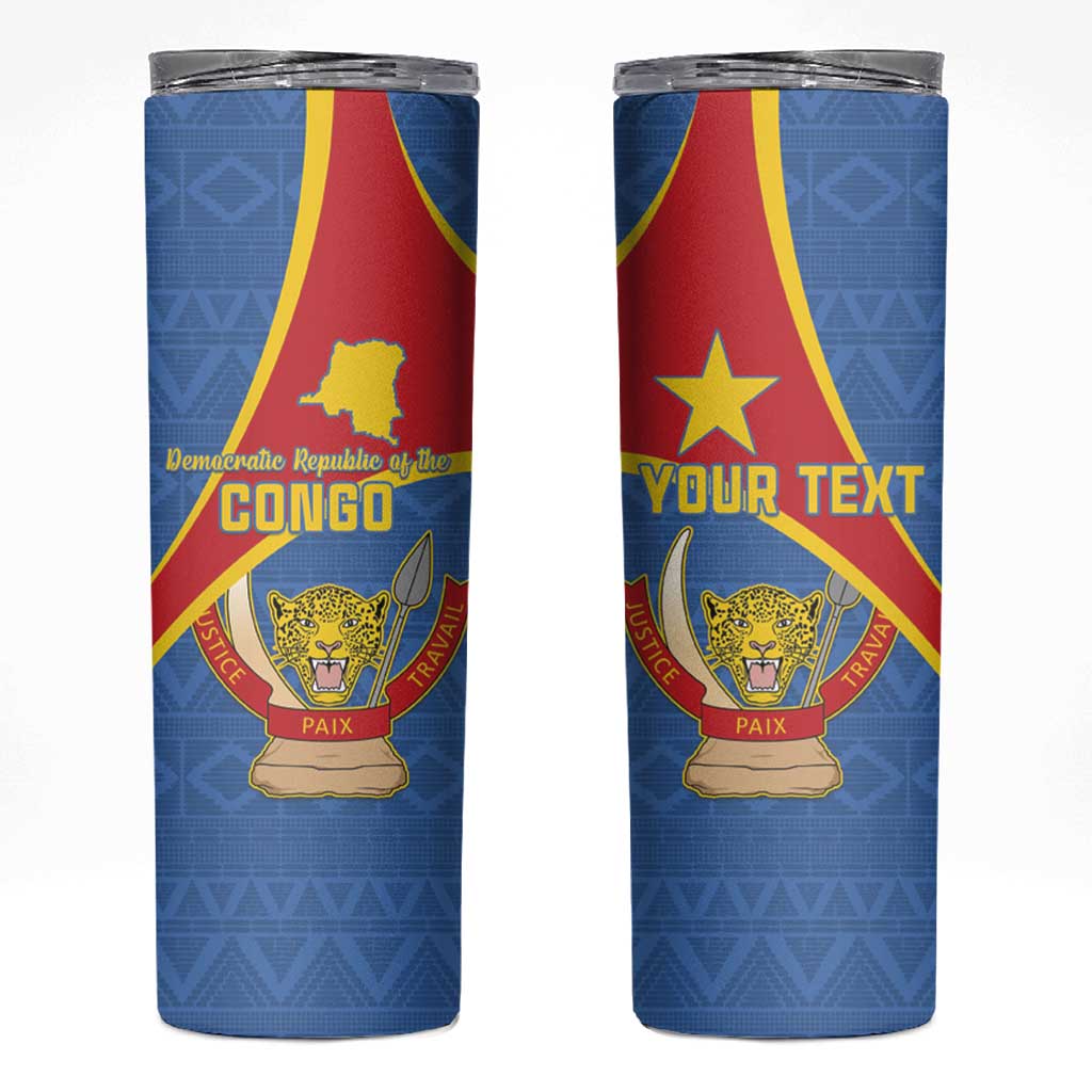 Personalised DR Congo Skinny Tumbler Coat Of Arms African Pattern