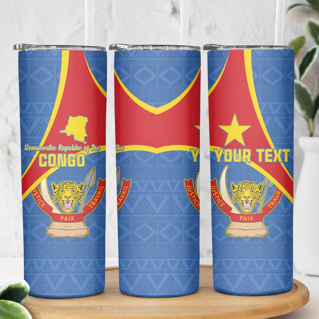 Personalised DR Congo Skinny Tumbler Coat Of Arms African Pattern