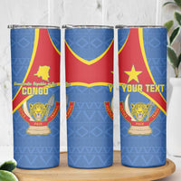 Personalised DR Congo Skinny Tumbler Coat Of Arms African Pattern