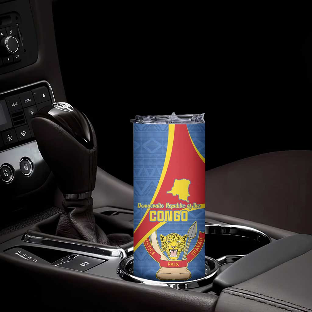 Personalised DR Congo Skinny Tumbler Coat Of Arms African Pattern
