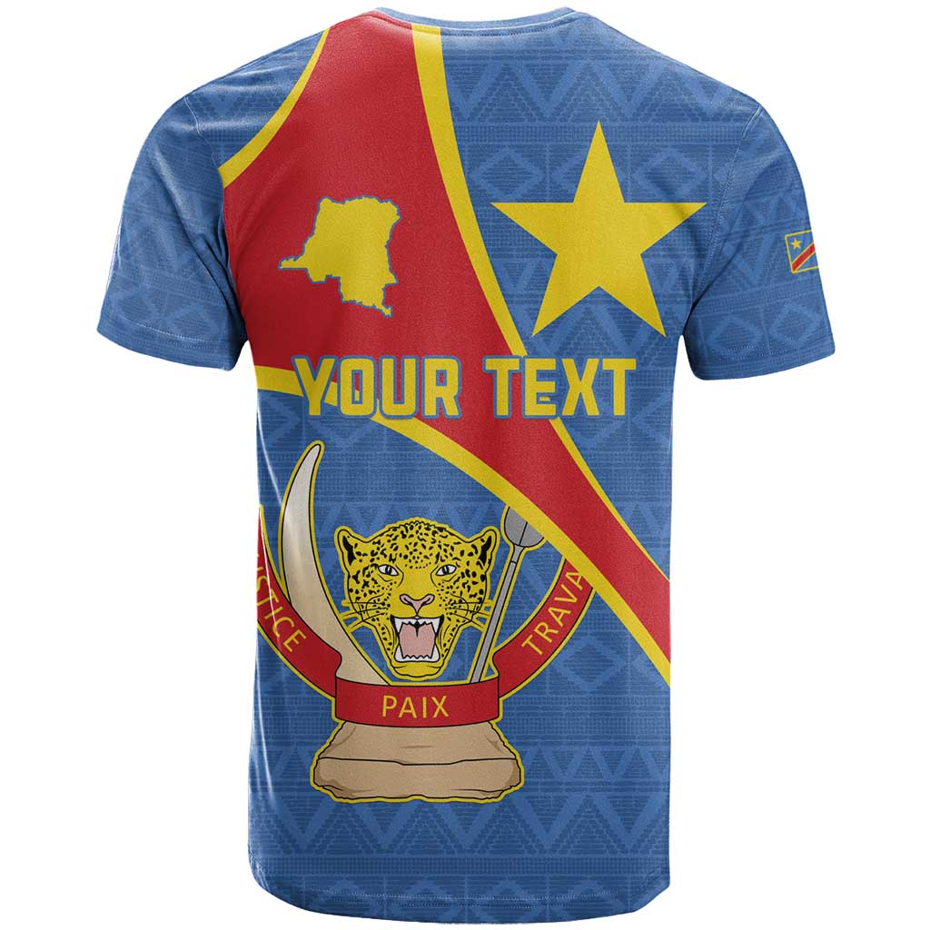 Personalised DR Congo T Shirt Coat Of Arms African Pattern