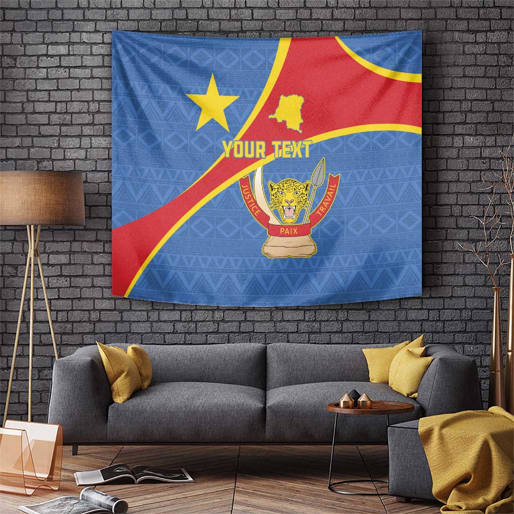 Personalised DR Congo Tapestry Coat Of Arms African Pattern