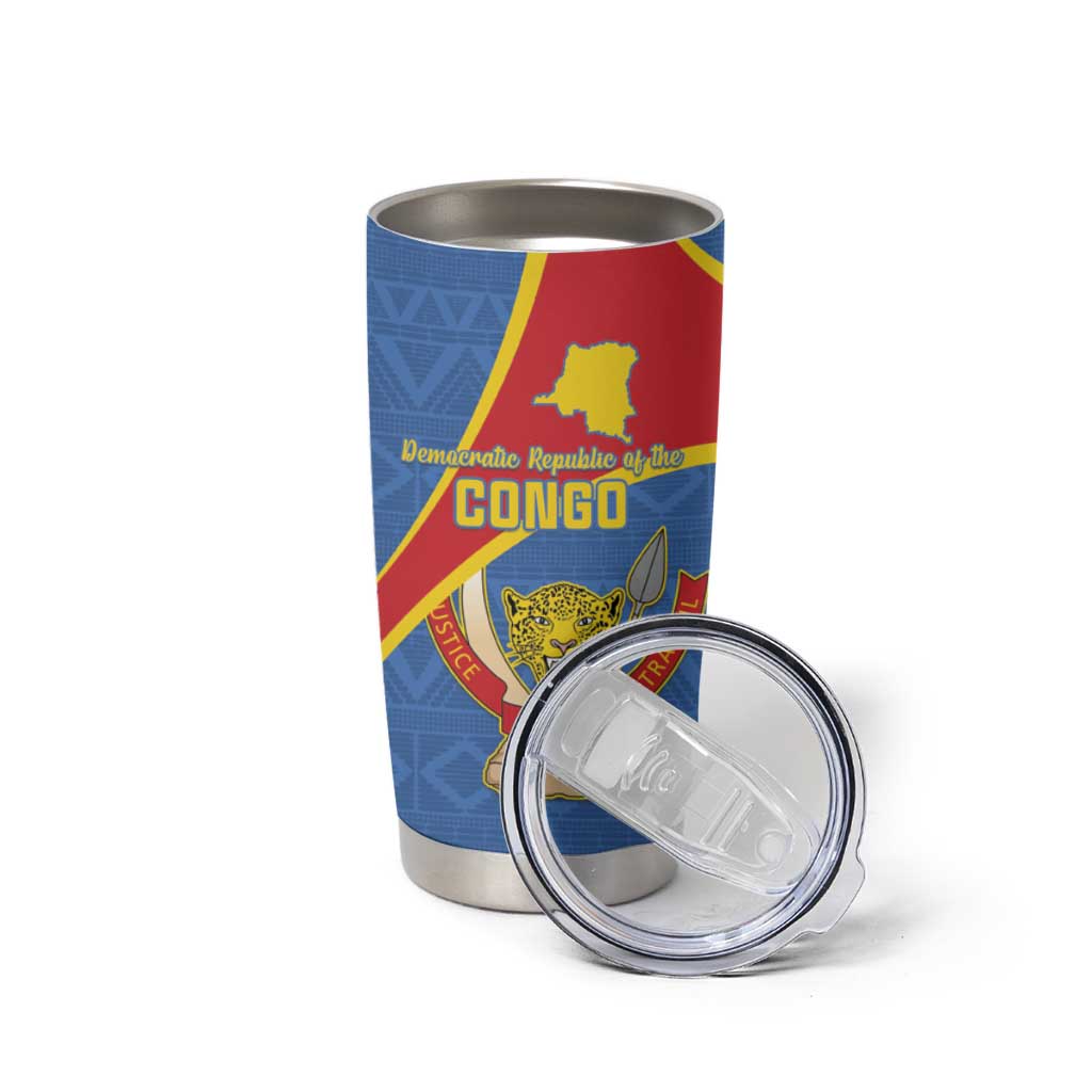 Personalised DR Congo Tumbler Cup Coat Of Arms African Pattern