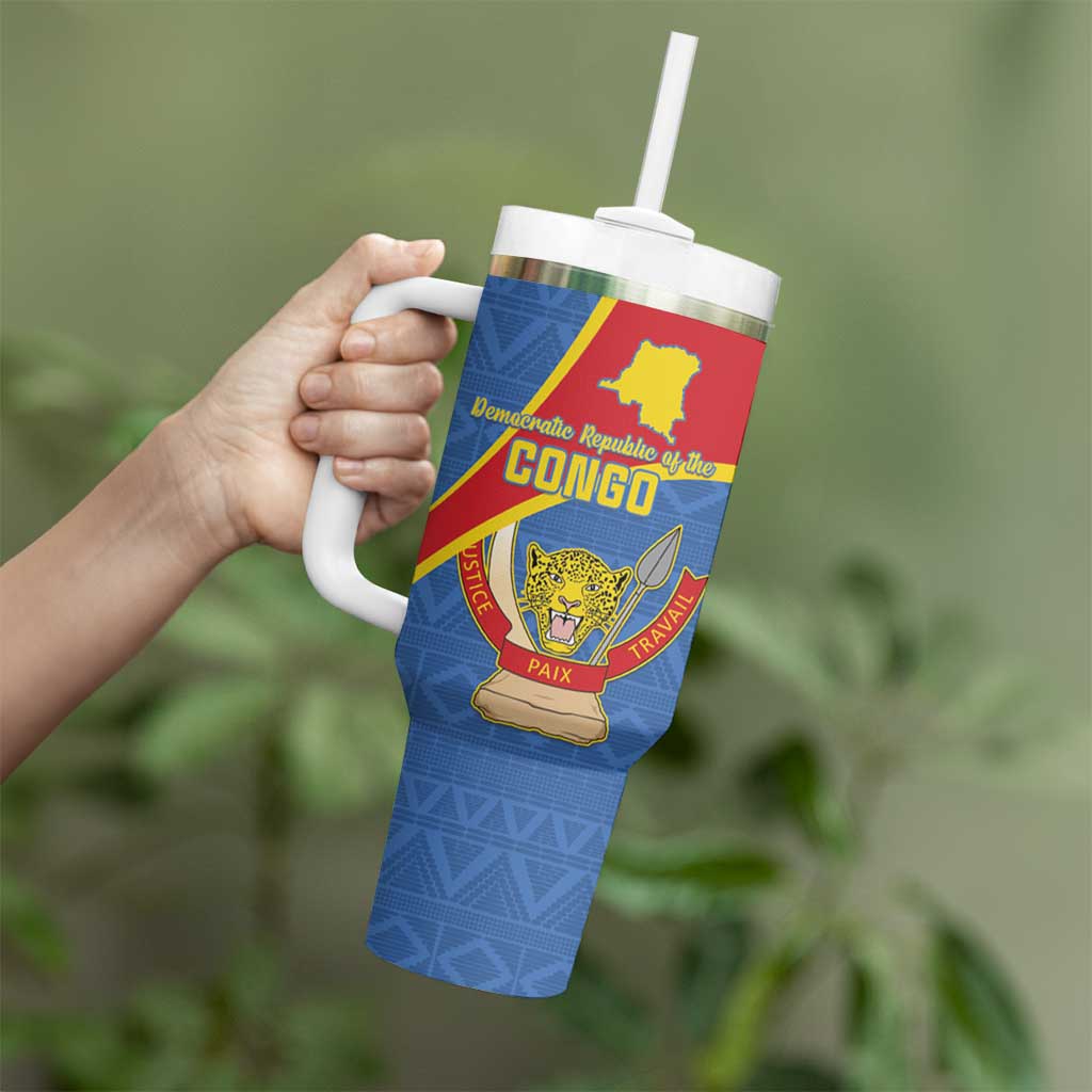 Personalised DR Congo Tumbler With Handle Coat Of Arms African Pattern