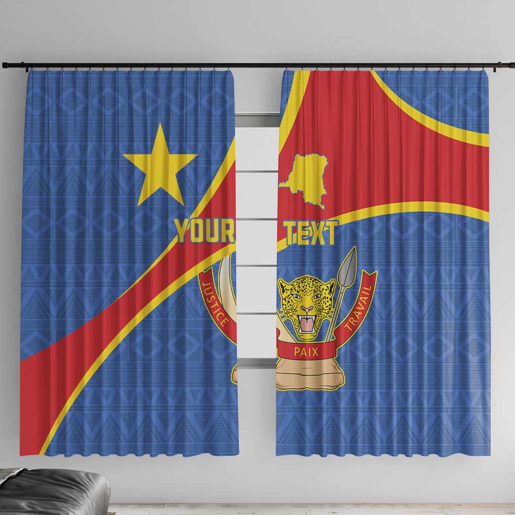 Personalised DR Congo Window Curtain Coat Of Arms African Pattern