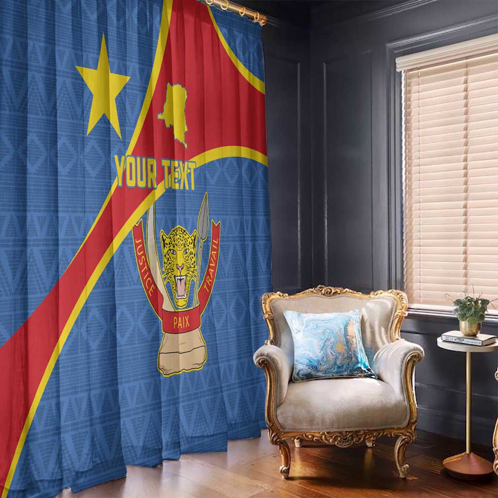 Personalised DR Congo Window Curtain Coat Of Arms African Pattern
