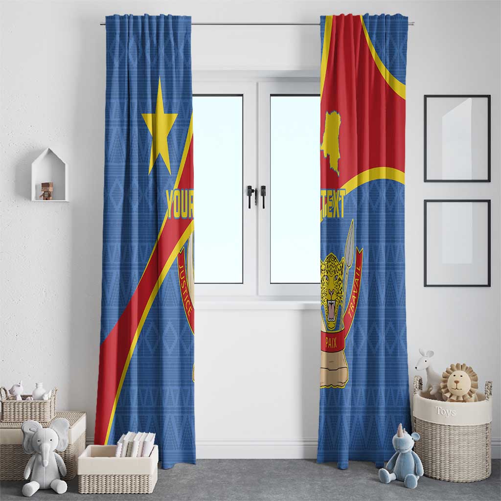 Personalised DR Congo Window Curtain Coat Of Arms African Pattern