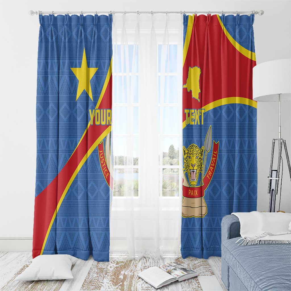 Personalised DR Congo Window Curtain Coat Of Arms African Pattern