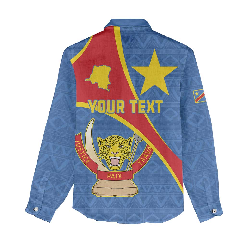Personalised DR Congo Women Casual Shirt Coat Of Arms African Pattern