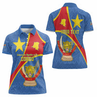 Personalised DR Congo Women Polo Shirt Coat Of Arms African Pattern
