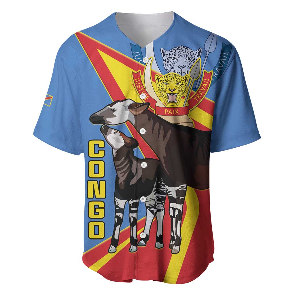 DR Congo Okapi Baseball Jersey With Coat Of Arms