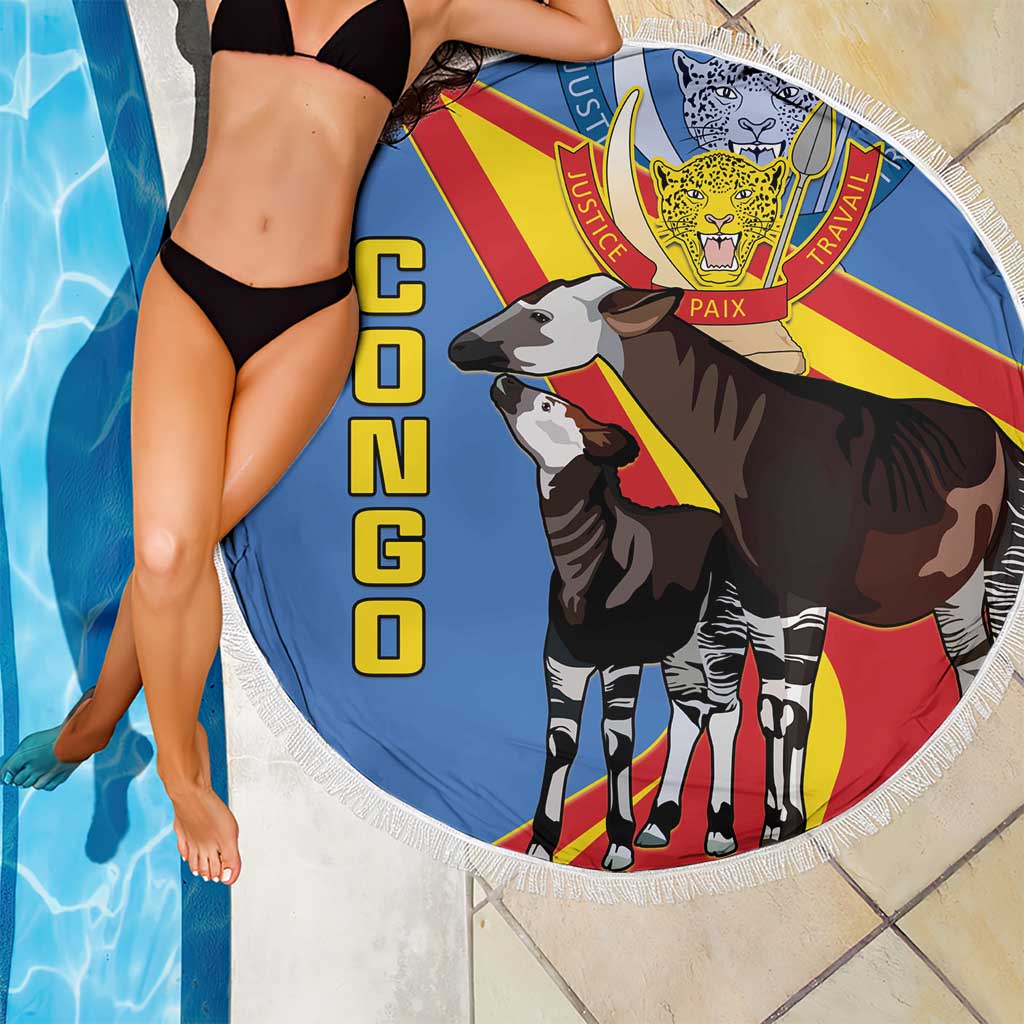 DR Congo Okapi Beach Blanket With Coat Of Arms
