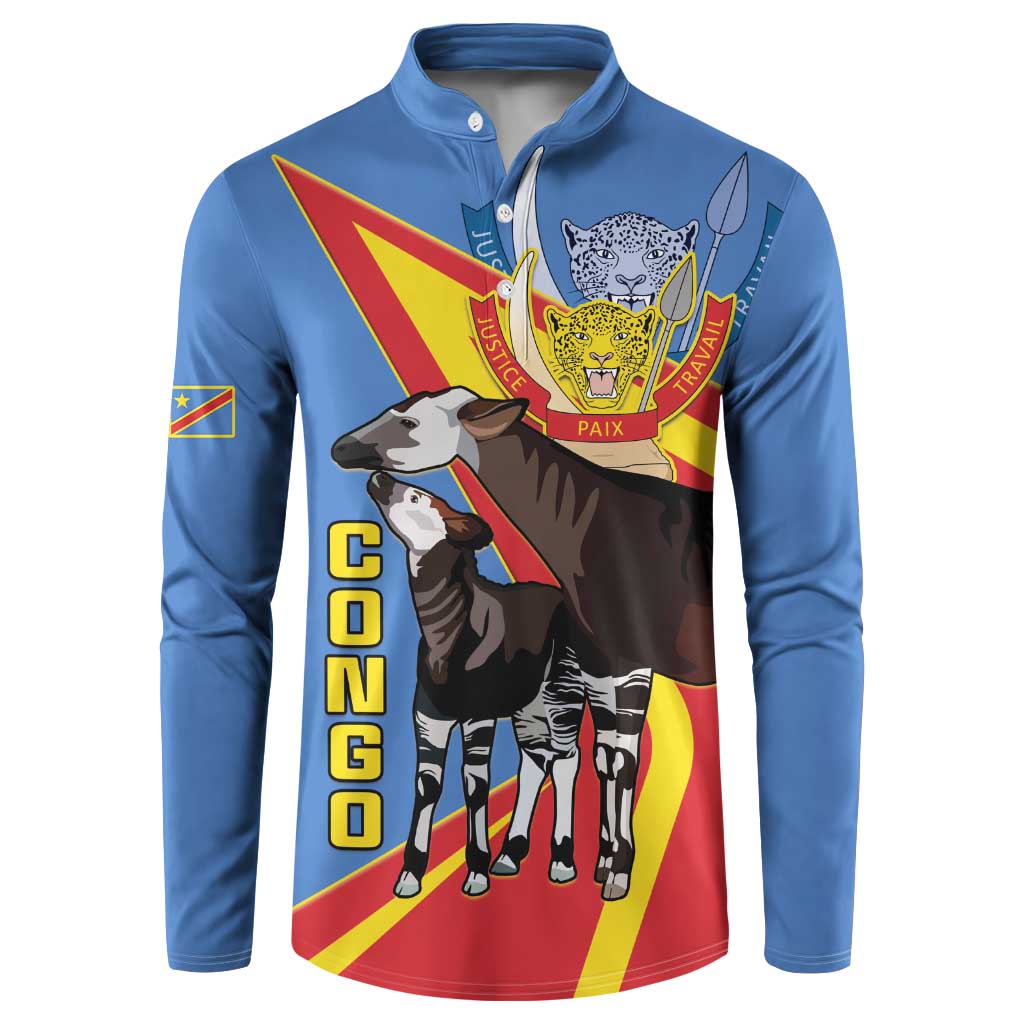 DR Congo Okapi Button Sweatshirt With Coat Of Arms