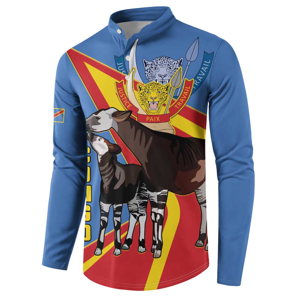 DR Congo Okapi Button Sweatshirt With Coat Of Arms