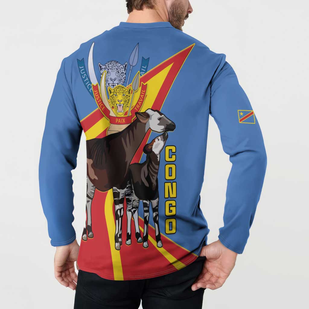 DR Congo Okapi Button Sweatshirt With Coat Of Arms