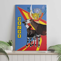 DR Congo Okapi Canvas Wall Art With Coat Of Arms