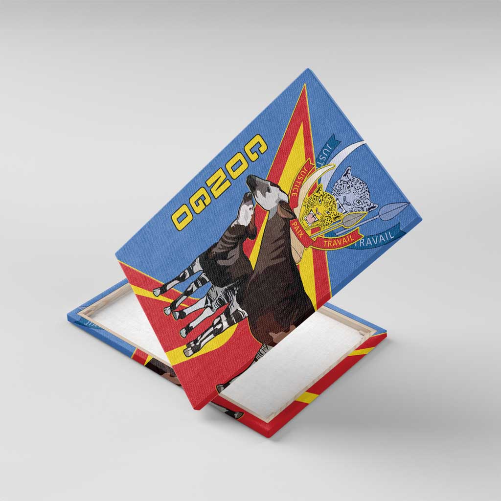 DR Congo Okapi Canvas Wall Art With Coat Of Arms