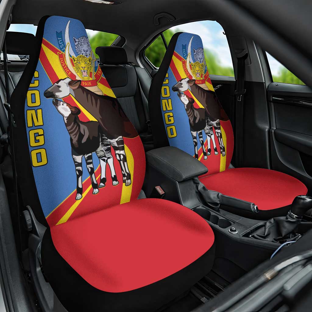 DR Congo Okapi Car Seat Cover With Coat Of Arms