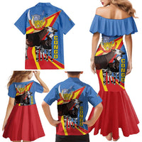 DR Congo Okapi Family Matching Mermaid Dress and Hawaiian Shirt With Coat Of Arms