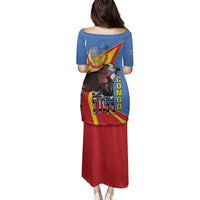 DR Congo Okapi Family Matching Puletasi and Hawaiian Shirt With Coat Of Arms