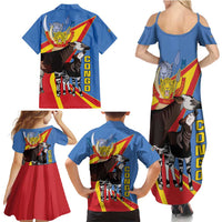 DR Congo Okapi Family Matching Summer Maxi Dress and Hawaiian Shirt With Coat Of Arms
