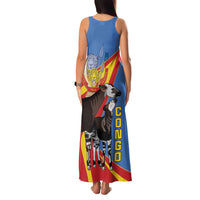 DR Congo Okapi Family Matching Tank Maxi Dress and Hawaiian Shirt With Coat Of Arms