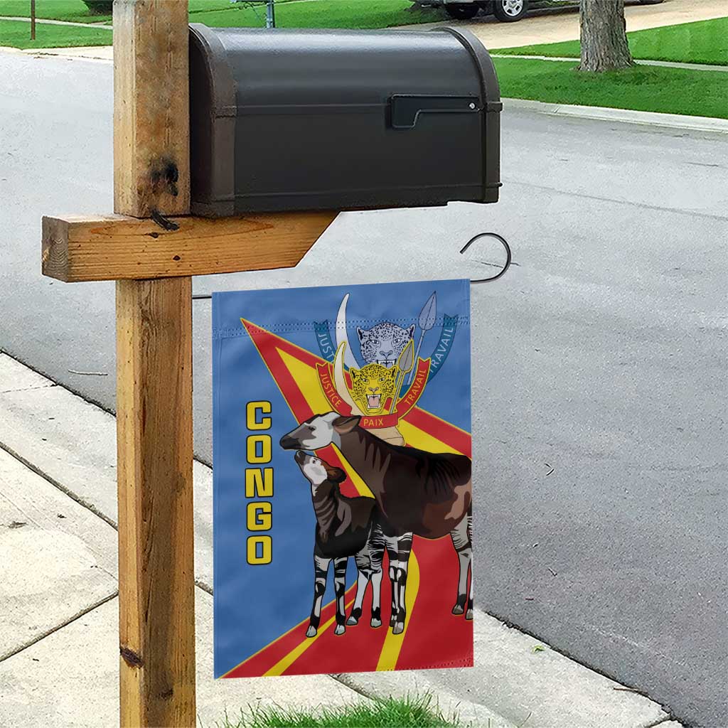 DR Congo Okapi Garden Flag With Coat Of Arms