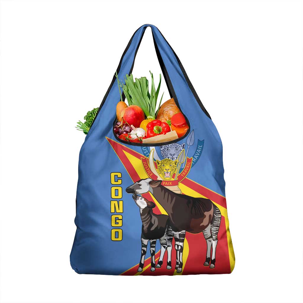 DR Congo Okapi Grocery Bag With Coat Of Arms