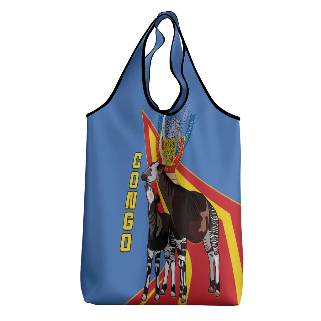 DR Congo Okapi Grocery Bag With Coat Of Arms