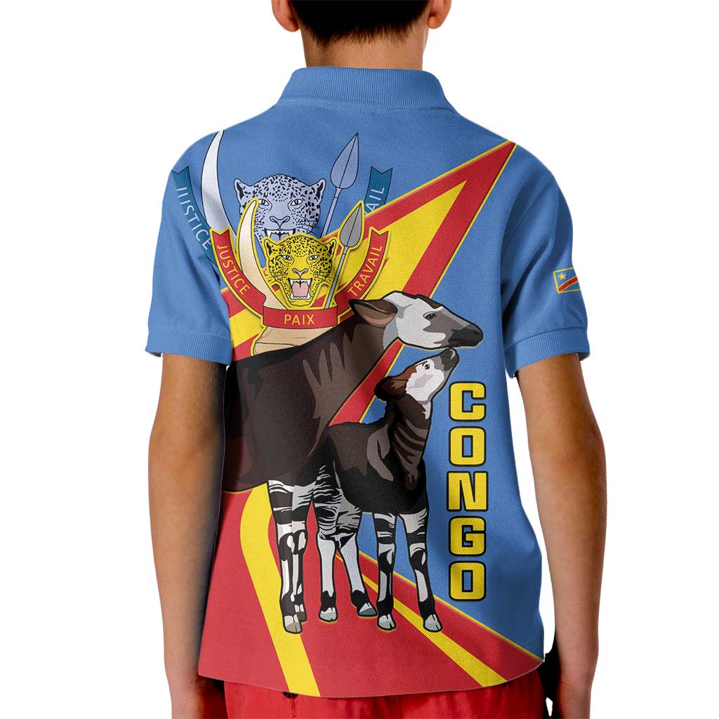 DR Congo Okapi Kid Polo Shirt With Coat Of Arms