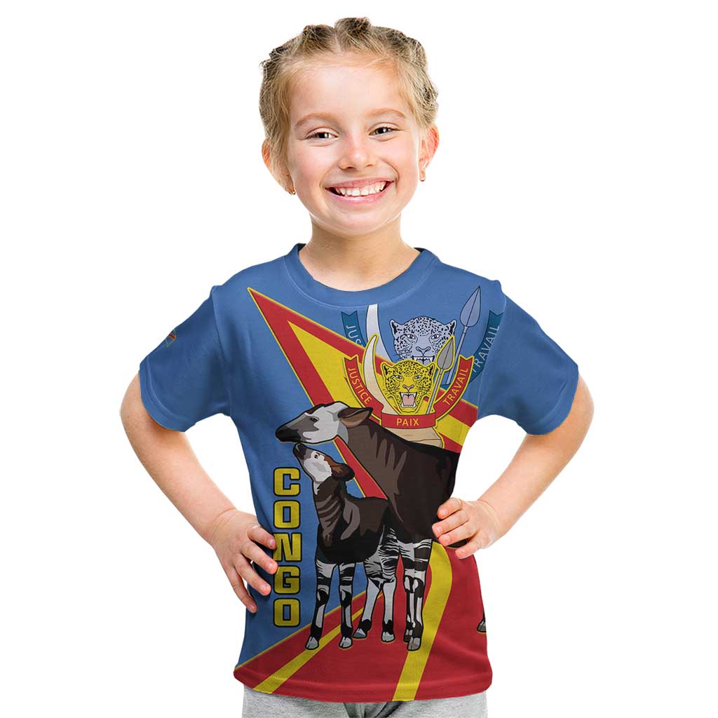 DR Congo Okapi Kid T Shirt With Coat Of Arms